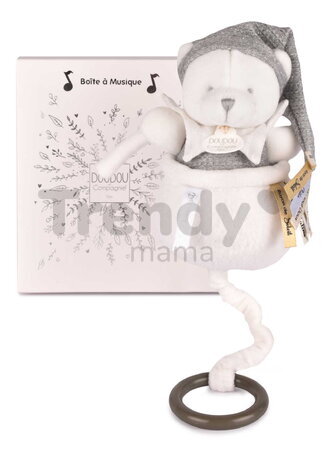 Plyšový medvedík s melódiou Doudou 25 Years Music Box Grey Doudou et Compagnie narodeninová edícia sivý 20 cm od 0 mes