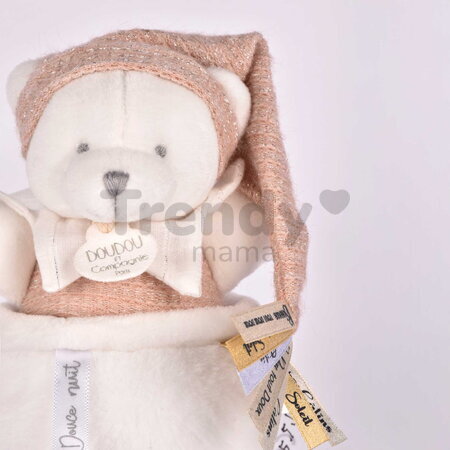 Plyšový medvedík s melódiou Doudou 25 Years Music Box Pink Doudou et Compagnie narodeninová edícia ružový 20 cm od 0 mes