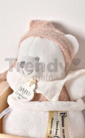 Plyšový medvedík s melódiou Doudou 25 Years Music Box Pink Doudou et Compagnie narodeninová edícia ružový 20 cm od 0 mes