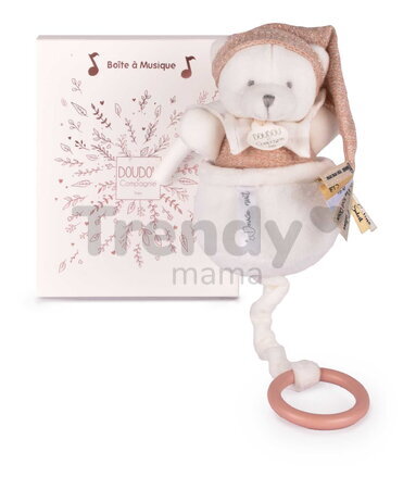Plyšový medvedík s melódiou Doudou 25 Years Music Box Pink Doudou et Compagnie narodeninová edícia ružový 20 cm od 0 mes