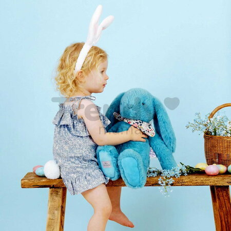Plyšový zajačik Bunny Fleurette Turquoise Doudou et Compagnie modrý 35 cm od 0 mes DC4595