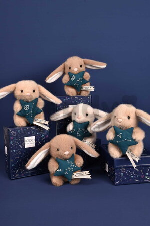 Plyšový zajačik s hviezdičkou Váhy White Bunny Libra Astro Plush with Comforter Doudou et Compagnie v darčekovom balení biely 12 cm od 0 mes DC4657