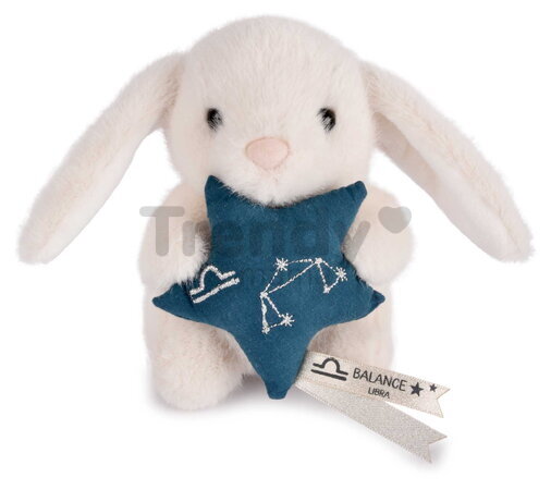 Plyšový zajačik s hviezdičkou Váhy White Bunny Libra Astro Plush with Comforter Doudou et Compagnie v darčekovom balení biely 12 cm od 0 mes DC4657