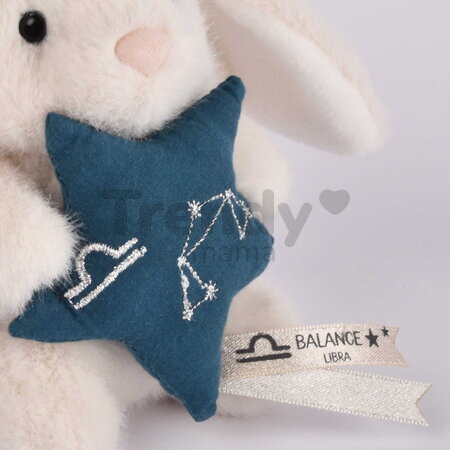 Plyšový zajačik s hviezdičkou Váhy White Bunny Libra Astro Plush with Comforter Doudou et Compagnie v darčekovom balení biely 12 cm od 0 mes DC4657