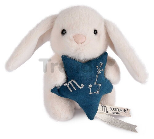 Plyšový zajačik s hviezdičkou Škorpión White Bunny Scorpio Astro Plush with Comforter Doudou et Compagnie v darčekovom balení biely 12 cm od 0 mes DC4