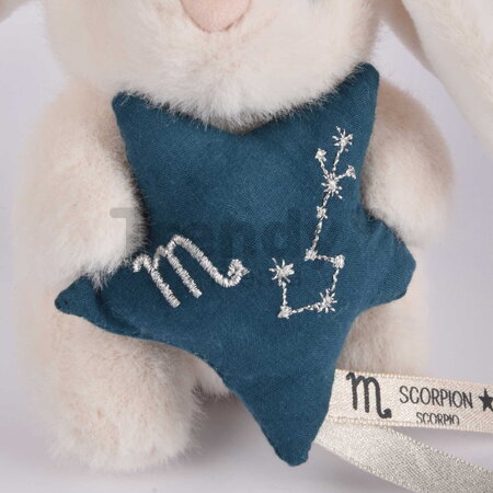 Plyšový zajačik s hviezdičkou Škorpión White Bunny Scorpio Astro Plush with Comforter Doudou et Compagnie v darčekovom balení biely 12 cm od 0 mes DC4