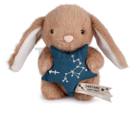Plyšový zajačik s hviezdičkou Strelec White Bunny Sagittarius Astro Plush with Comforter Doudou et Compagnie v darčekovom balení biely 12 cm od 0 mes 