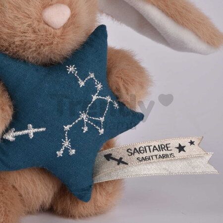 Plyšový zajačik s hviezdičkou Strelec White Bunny Sagittarius Astro Plush with Comforter Doudou et Compagnie v darčekovom balení biely 12 cm od 0 mes 