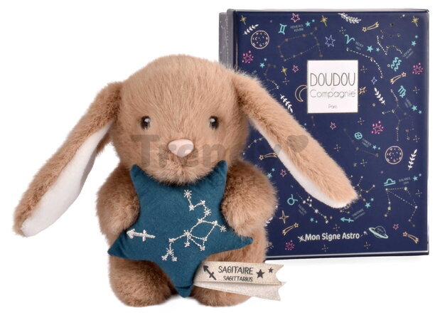 Plyšový zajačik s hviezdičkou Strelec White Bunny Sagittarius Astro Plush with Comforter Doudou et Compagnie v darčekovom balení biely 12 cm od 0 mes 
