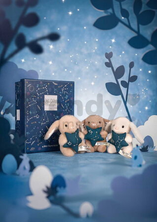 Plyšový zajačik s hviezdičkou Kozorožec Brown Bunny Capricorn Astro Plush with Comforter Doudou et Compagnie v darčekovom balení hnedý 12 cm od 0 mes 