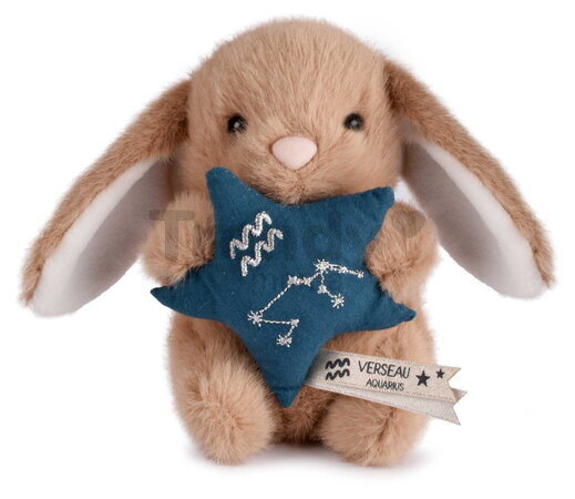Plyšový zajačik s hviezdičkou Vodnár Brown Bunny Aquarius Astro Plush with Comforter Doudou et Compagnie v darčekovom balení hnedý 12 cm od 0 mes DC46