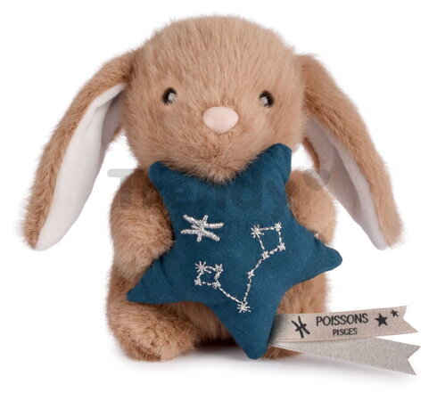 Plyšový zajačik s hviezdičkou Ryby Brown Bunny Pisces Astro Plush with Comforter Doudou et Compagnie v darčekovom balení hnedý 12 cm od 0 mes DC4662