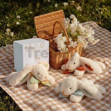 Plyšový zajačik na maznanie Bunny Bonbon Terracotta Plush Doudou et Compagnie oranžový 20 cm od 0 mes DC4664