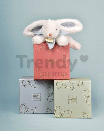 Plyšový zajačik na maznanie Bunny Bonbon Dusty Blue Plush Doudou et Compagnie modrý 20 cm od 0 mes DC4665