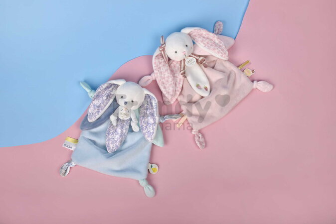 Plyšový zajačik na maznanie Ocean Heart Bunny Doudou et Compagnie v darčekovom balení modrý  25 cm od 0 mes DC4674