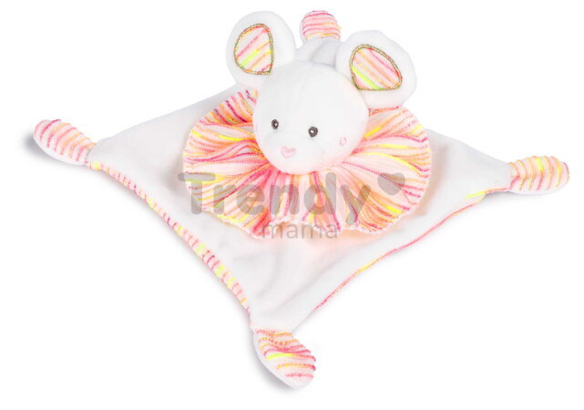 Plyšová myška na maznanie Mouse Les Chouchoux Doudou et Compagnie v darčekovom balení oranžová 20 cm od 0 mes DC4675