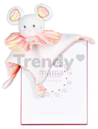Plyšová myška na maznanie Mouse Les Chouchoux Doudou et Compagnie v darčekovom balení oranžová 20 cm od 0 mes DC4675