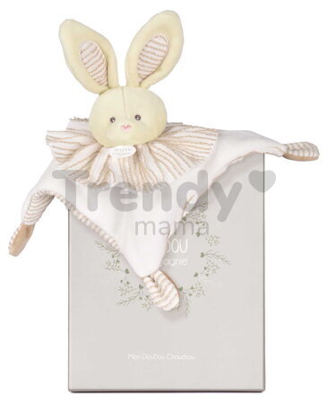 Plyšový zajačik na maznanie Bunny Les Chouchoux Doudou et Compagnie v darčekovom balení béžový 20 cm od 0 mes DC4676