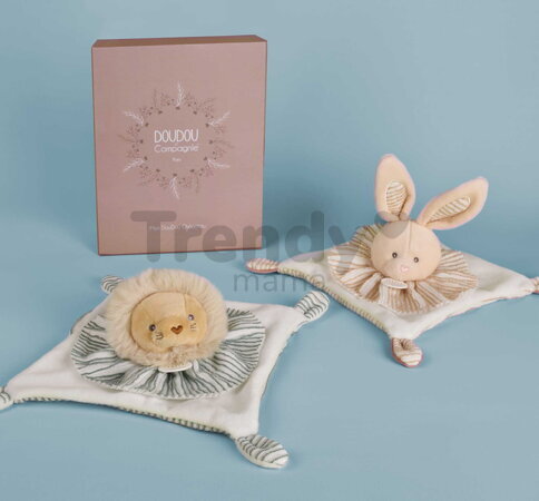 Plyšový levík na maznanie Lion Les Chouchoux Doudou et Compagnie v darčekovom balení biely 20 cm od 0 mes DC4677