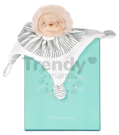 Plyšový levík na maznanie Lion Les Chouchoux Doudou et Compagnie v darčekovom balení biely 20 cm od 0 mes DC4677