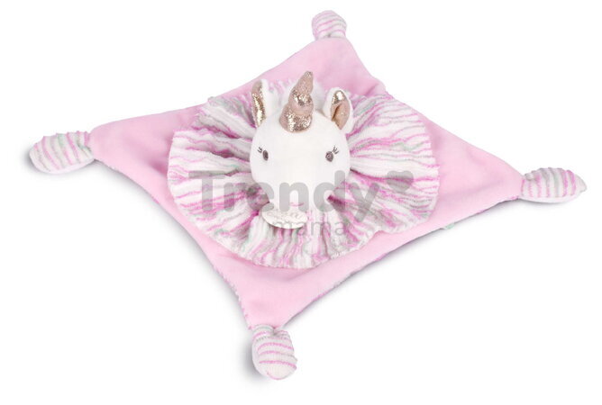 Plyšový jednorožec na maznanie Unicorn Les Chouchoux Doudou et Compagnie v darčekovom balení ružový 20 cm od 0 mes DC4679