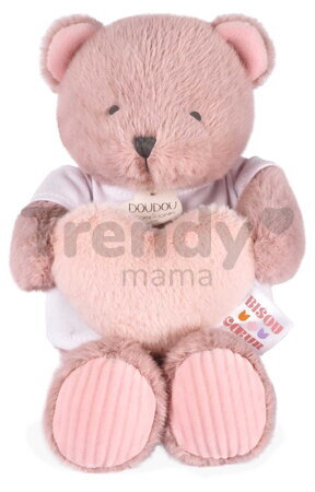 Plyšový medvedík so srdiečkom Heart Bear Unicef Doudou et Compagnie v darčekovom balení ružový 24 cm od 0 mes DC4680