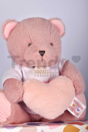 Plyšový medvedík so srdiečkom Heart Bear Unicef Doudou et Compagnie v darčekovom balení ružový 24 cm od 0 mes DC4680