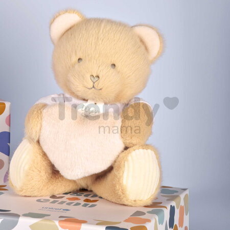 Plyšový medvedík so srdiečkom Heart Bear Unicef Doudou et Compagnie v darčekovom balení hnedý 24 cm od 0 mes DC4681
