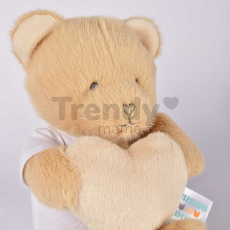 Plyšový medvedík so srdiečkom Heart Bear Unicef Doudou et Compagnie v darčekovom balení hnedý 24 cm od 0 mes DC4681