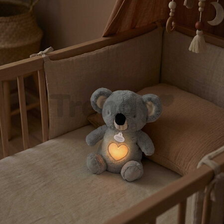 Plyšová koala s pohybmi dýchania Koala Breathing Plush Respi'rêves Doudou et Compagnie so svetlom bielym šumom a hudbou sivá 28 cm od 0 mes DC4682