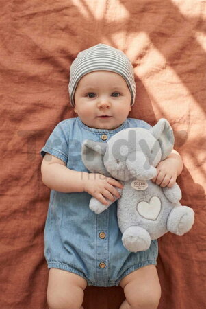 Plyšový sloník s pohybmi dýchania Elephant Breathing Plush Respi'rêves Doudou et Compagnie so svetlom bielym šumom a hudbou sivý 28 cm od 0 mes DC4683