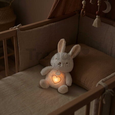 Plyšový zajačik s pohybmi dýchania Bunny Breathing Plush Respi'rêves Doudou et Compagnie so svetlom bielym šumom a hudbou biely 28 cm od 0 mes DC4685