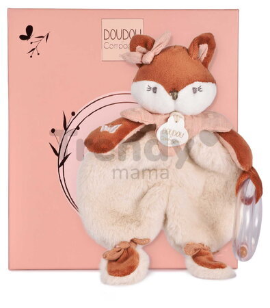 Plyšová líštička s hrkálkou Mina Rattle Doudou et Compagnie v darčekovom balení oranžová 18 cm od 0 mes DC4687