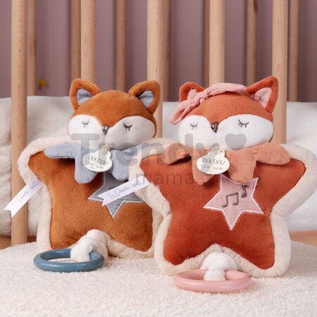 Plyšová líštička s melódiou Timo Music Box Doudou et Compagnie v darčekovom balení modrá 16 cm od 0 mes DC4695