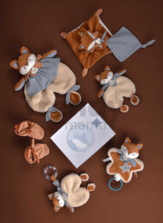 Plyšová líštička s melódiou Timo Music Box Doudou et Compagnie v darčekovom balení modrá 16 cm od 0 mes DC4695