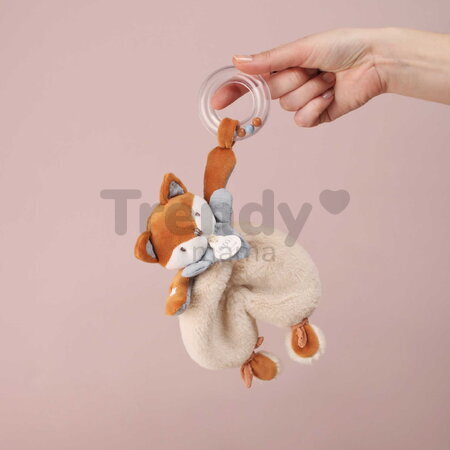 Plyšová líštička s hrkálkou Timo Rattle Doudou et Compagnie v darčekovom balení modrá 18 cm od 0 mes DC4693