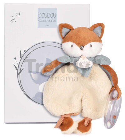 Plyšová líštička s hrkálkou Timo Rattle Doudou et Compagnie v darčekovom balení modrá 18 cm od 0 mes DC4693