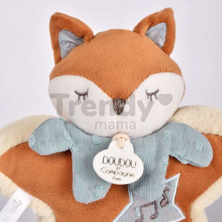 Plyšová líštička s melódiou Timo Music Box Doudou et Compagnie v darčekovom balení modrá 16 cm od 0 mes DC4695