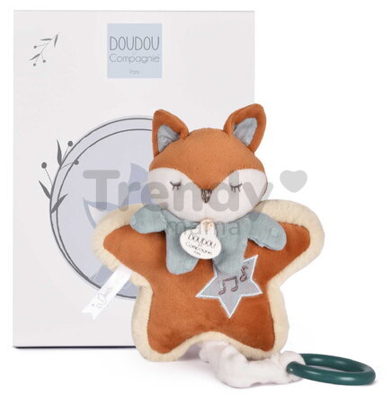 Plyšová líštička s melódiou Timo Music Box Doudou et Compagnie v darčekovom balení modrá 16 cm od 0 mes DC4695