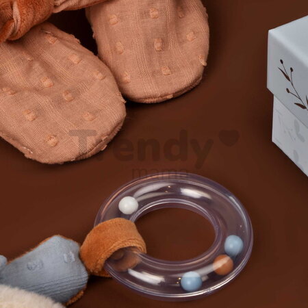 Darčeková sada pre bábätko Timo Slipper and Doudou Set Doudou et Compagnie papučky a líštička na maznanie v darčekovom balení modro-ružová 18 cm od 0 