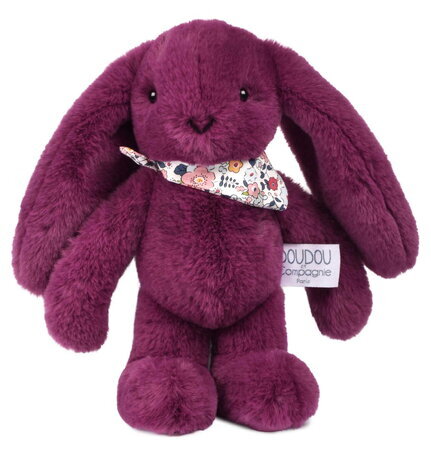 Plyšový zajačik Bunny Plum Doudou et Compagnie fialový 25 cm od 0 mes DC4704