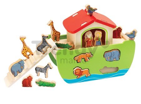 Drevená Noemova archa so zvieratkami Stacking Toy Ark Eichhorn rozoberateľná so 16 figúrkami od 12 mes