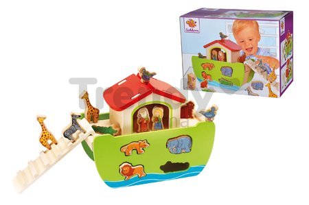 Drevená Noemova archa so zvieratkami Stacking Toy Ark Eichhorn rozoberateľná so 16 figúrkami od 12 mes