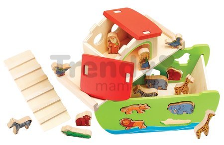 Drevená Noemova archa so zvieratkami Stacking Toy Ark Eichhorn rozoberateľná so 16 figúrkami od 12 mes