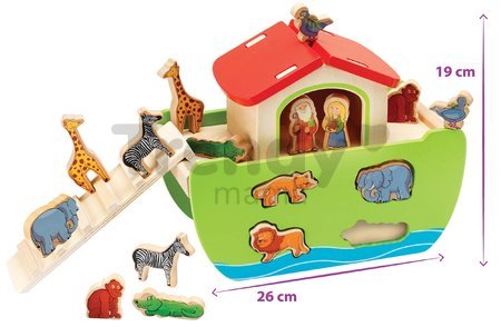 Drevená Noemova archa so zvieratkami Stacking Toy Ark Eichhorn rozoberateľná so 16 figúrkami od 12 mes