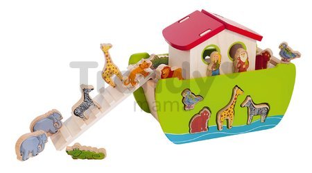 Drevená Noemova archa so zvieratkami Stacking Toy Ark Eichhorn rozoberateľná so 16 figúrkami od 12 mes