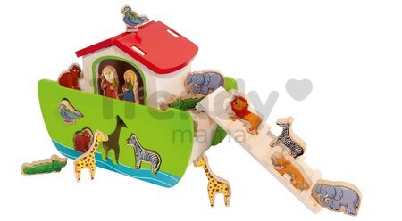 Drevená Noemova archa so zvieratkami Stacking Toy Ark Eichhorn rozoberateľná so 16 figúrkami od 12 mes