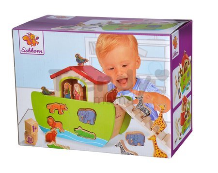 Drevená Noemova archa so zvieratkami Stacking Toy Ark Eichhorn rozoberateľná so 16 figúrkami od 12 mes