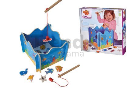 Drevená hra na rybárov Fishing Game Eichhorn magnetická 16 dielov