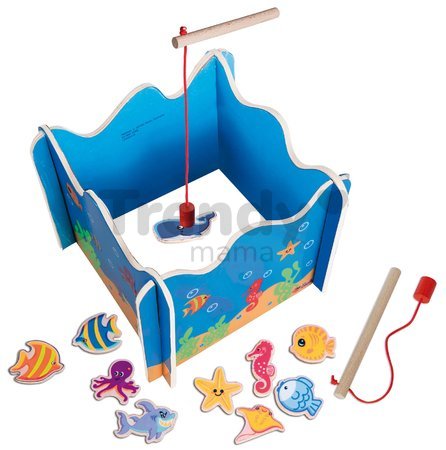 Drevená hra na rybárov Fishing Game Eichhorn magnetická 16 dielov